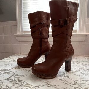 UGG Jardin Heeled Mid Calf Women's Boots in Brown Leather